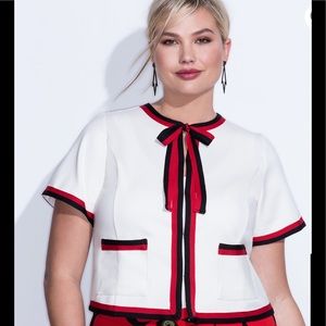 Elegant White and Red Women's Jacket